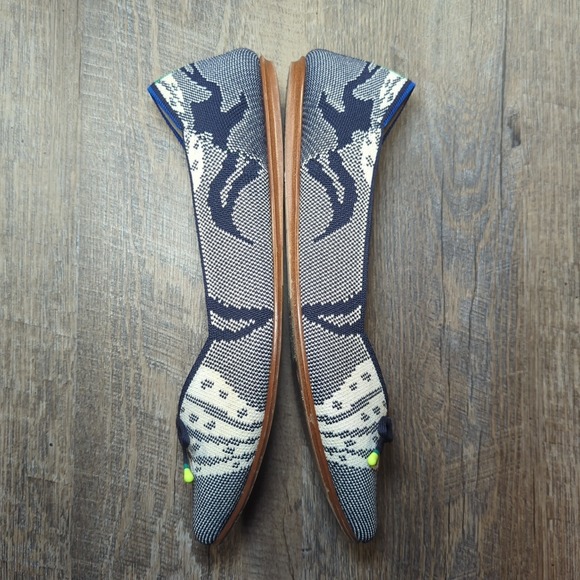 Rothy's The Point Bow Flat Botanical Navy Blue Women's Size 10.5 Retired - Picture 11 of 14